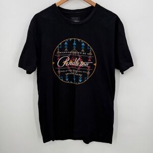 Pendleton Mens XL Black Graphic T-Shirt Southwestern Geometric Logo Cotton Tee